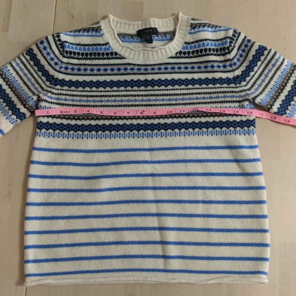 J Crew | Blue Wool Striped Fair Isle Sweater - Picture 7 of 12